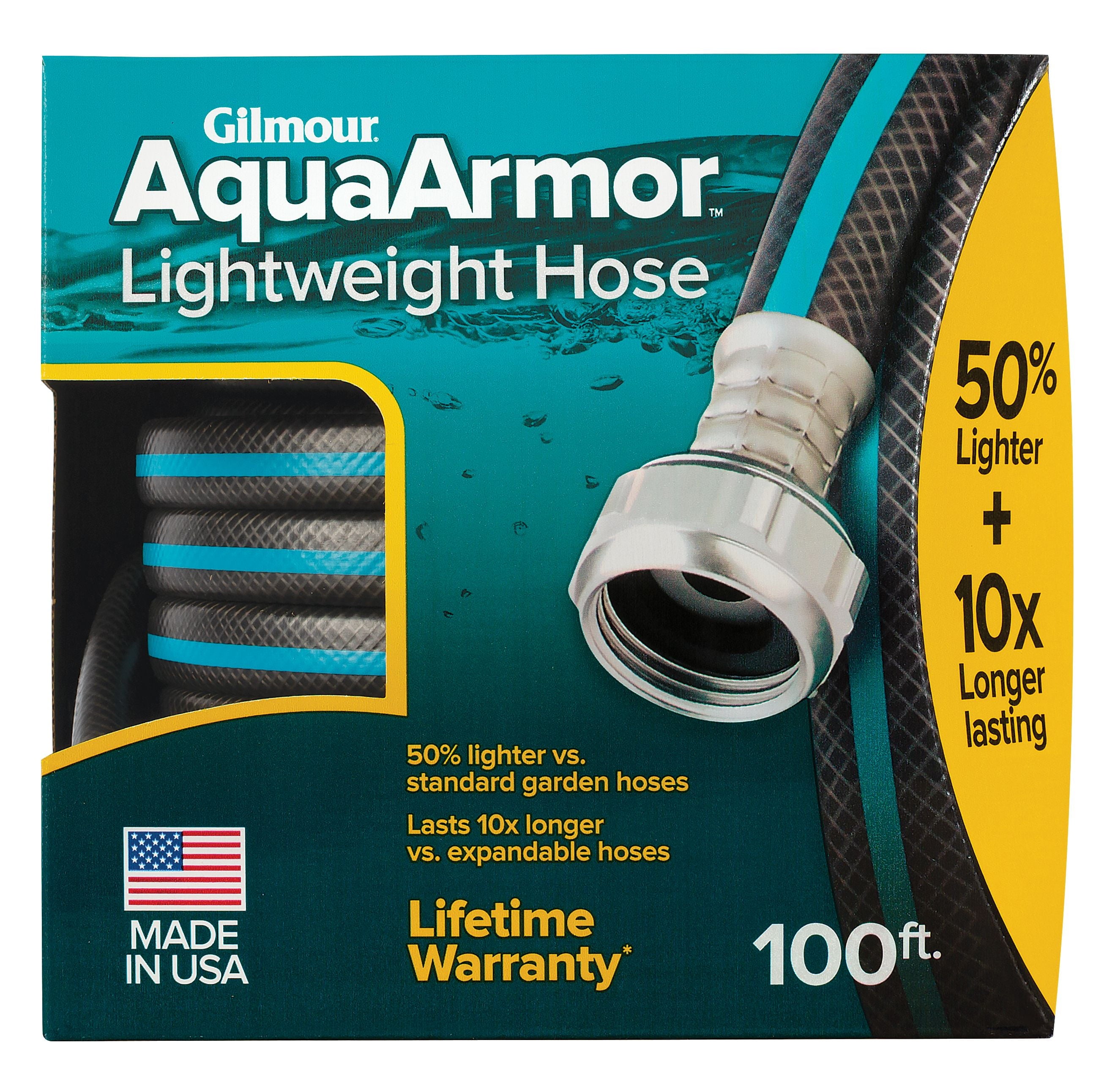 Gilmour AquaArmor Lightweight Hose 1/2" x 100', 869001-1001, Black/Aqua