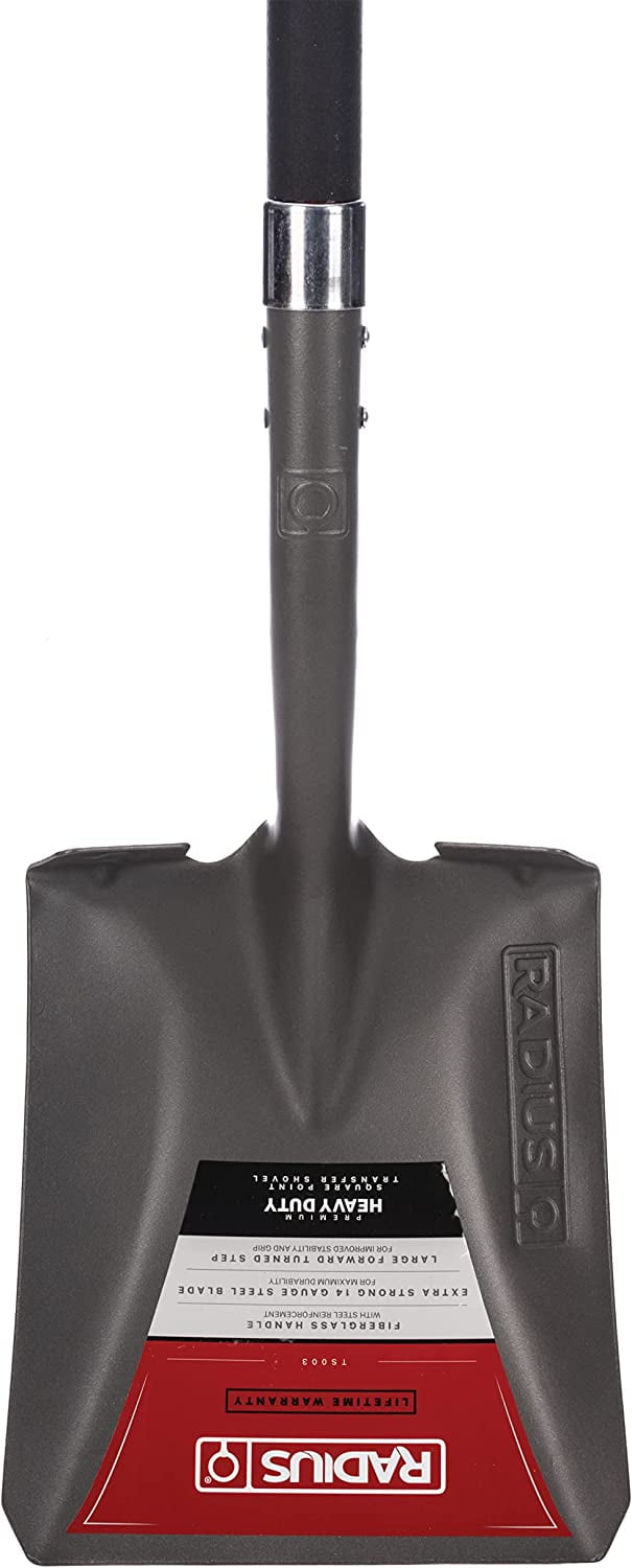 Radius Premium D-Handle Square-Point Shovel, Fiberglass Shaft