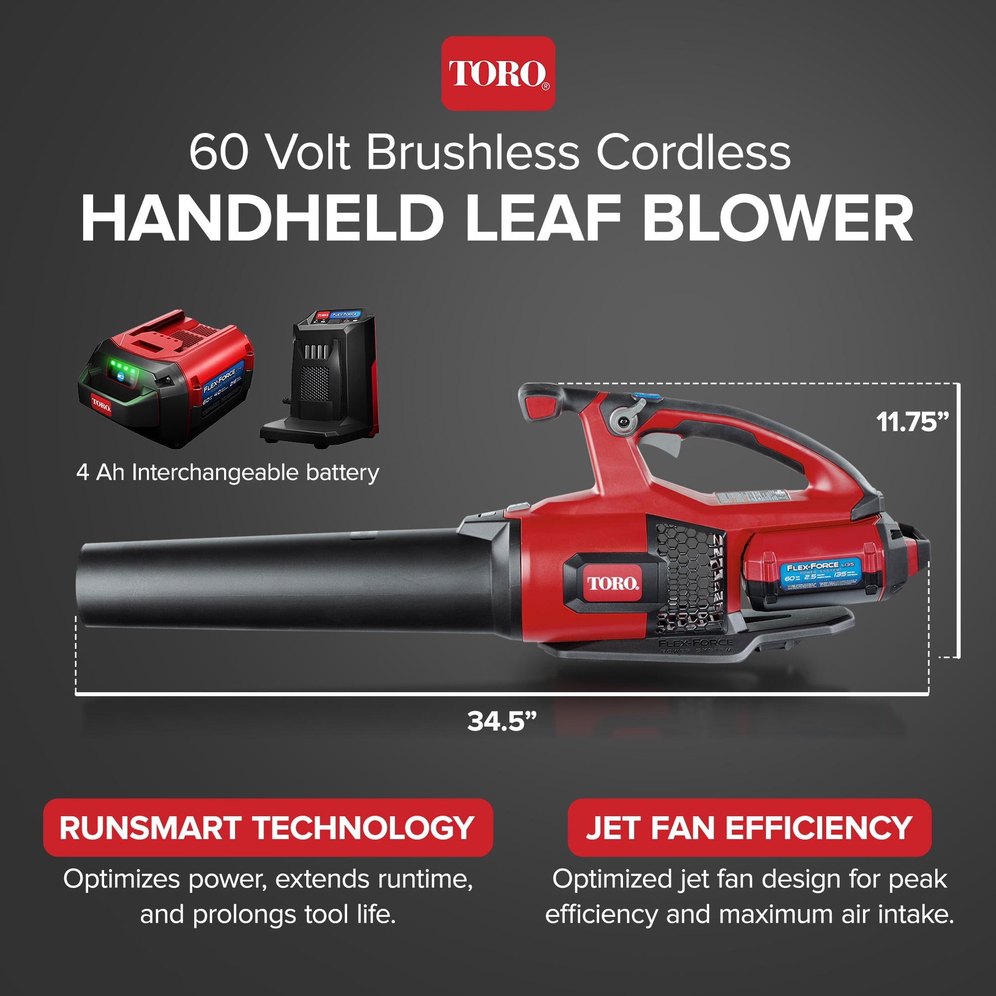 Toro 60-Volt Brushless Cordless Leaf Blower w/2.5 Ah Battery and Charger