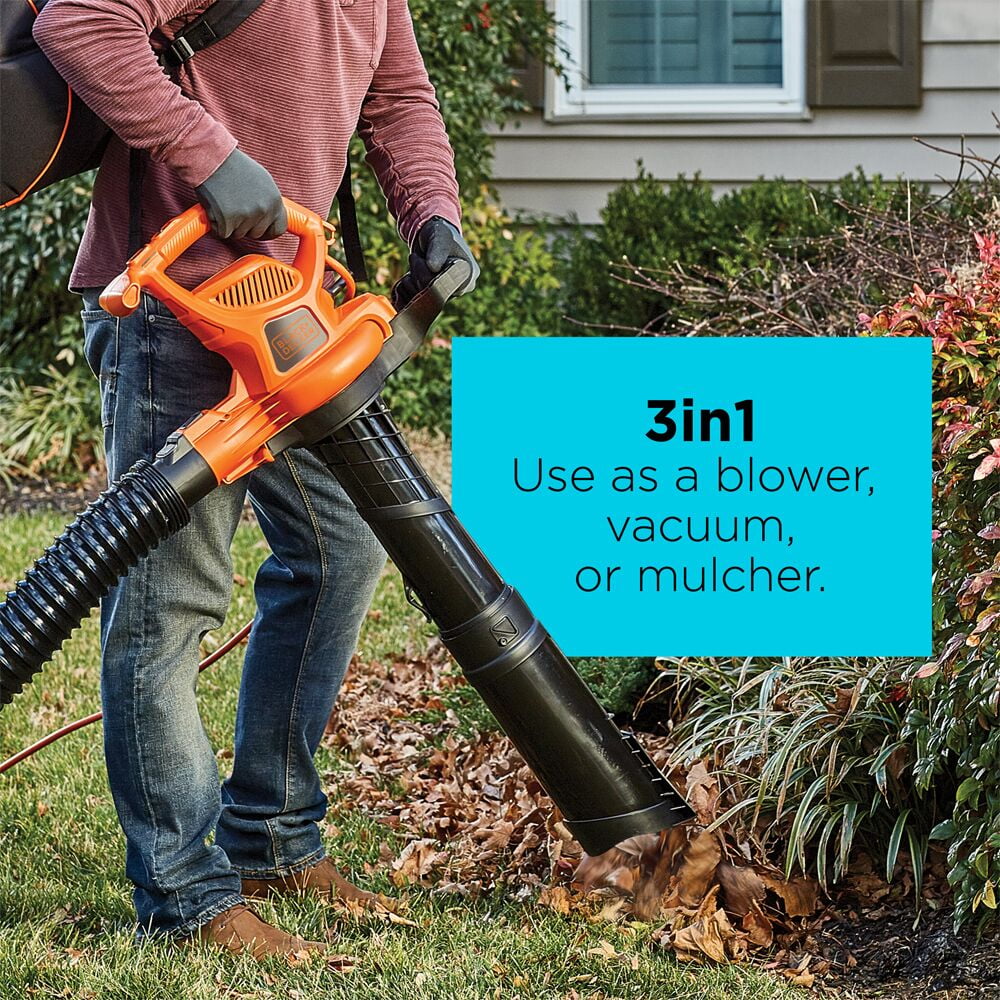 BLACK+DECKER 3-In-1 Electric Leaf Blower, Leaf Vacuum, Mulcher, (BEBL7000)