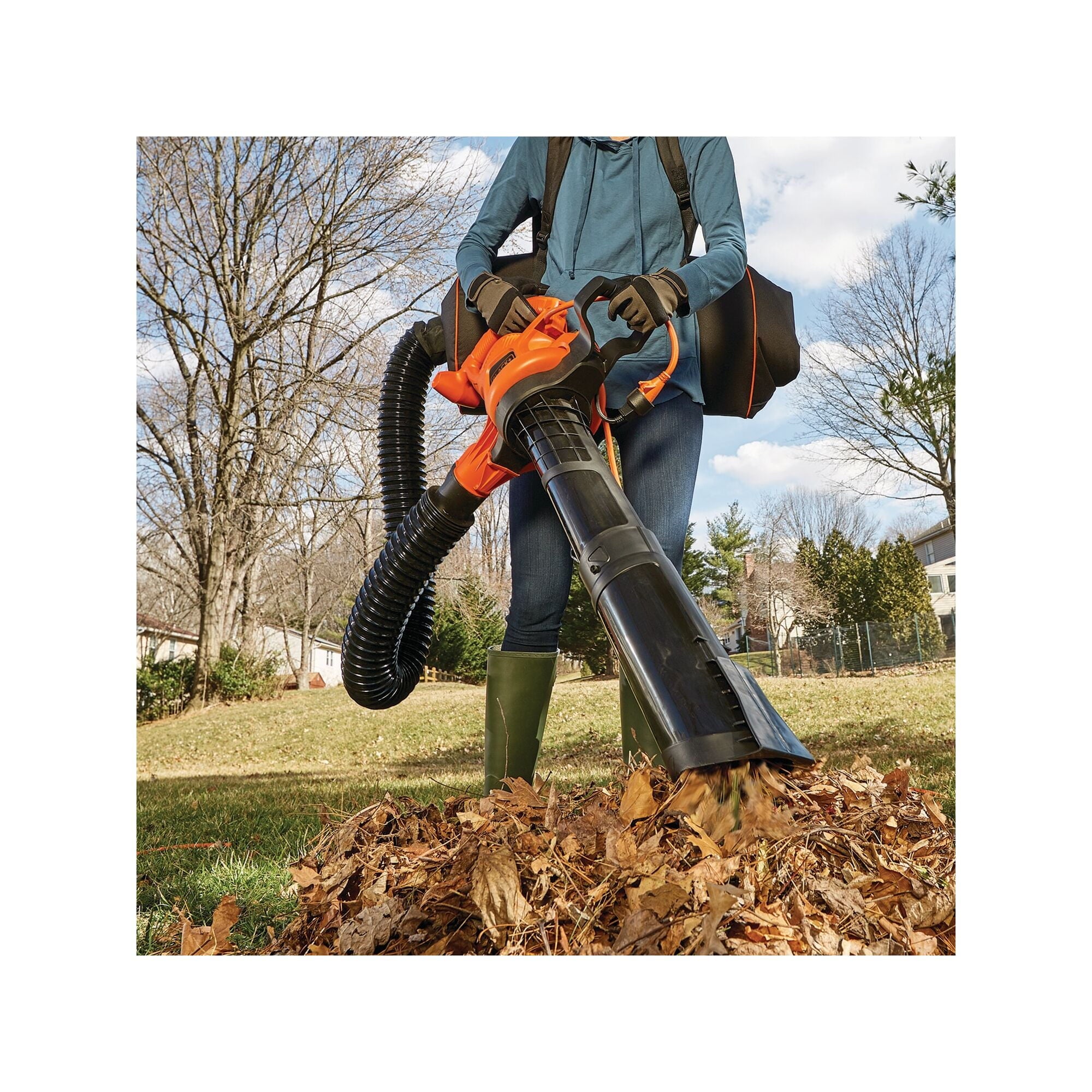 BLACK+DECKER 3-In-1 Electric Leaf Blower, Leaf Vacuum, Mulcher, (BEBL7000)